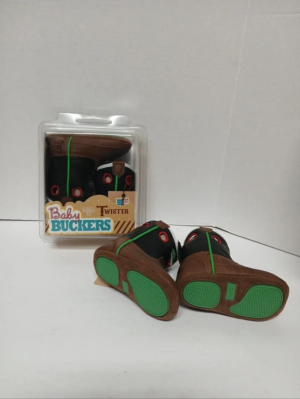 New Kids Brown & Black Cowboy Boot Shoes - Twister Size 3